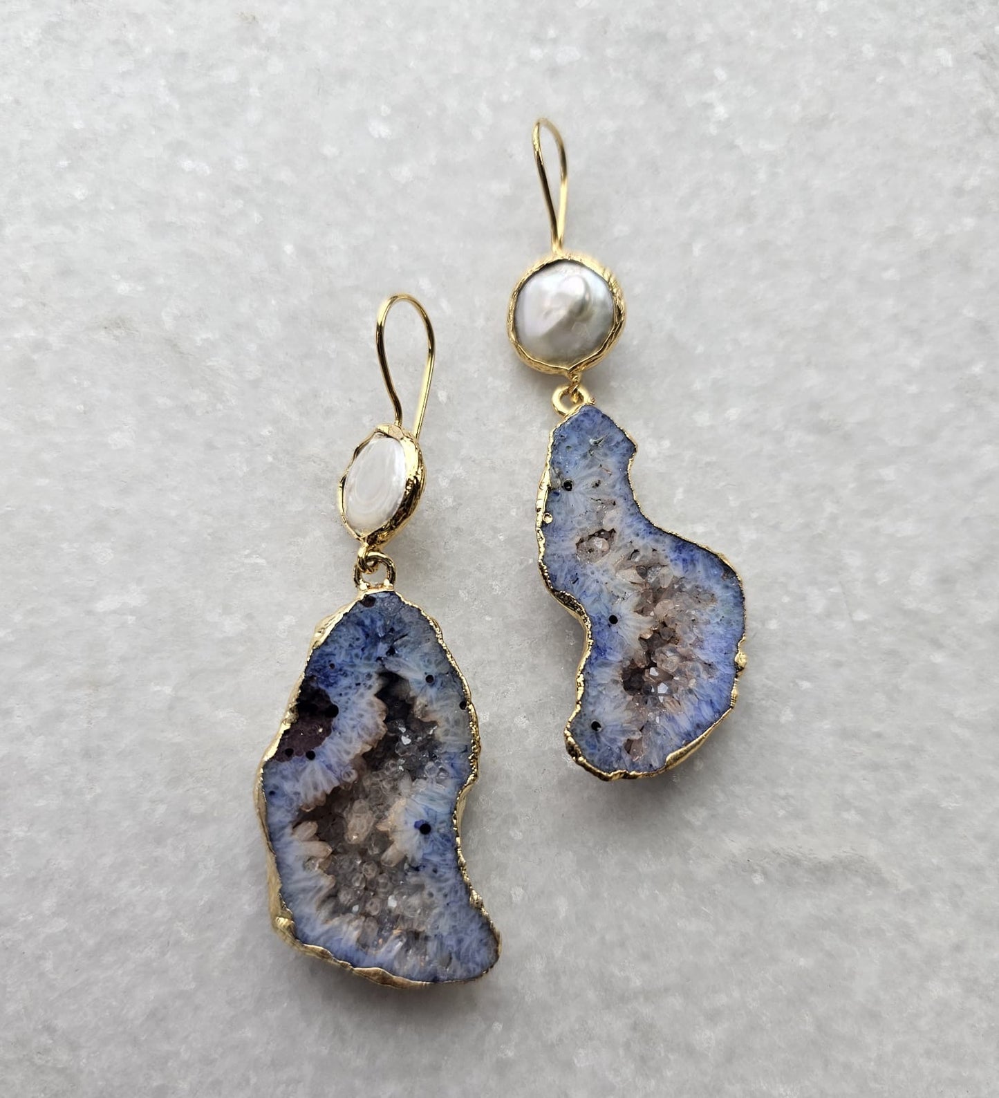 Indigo Eel Geode Earrings