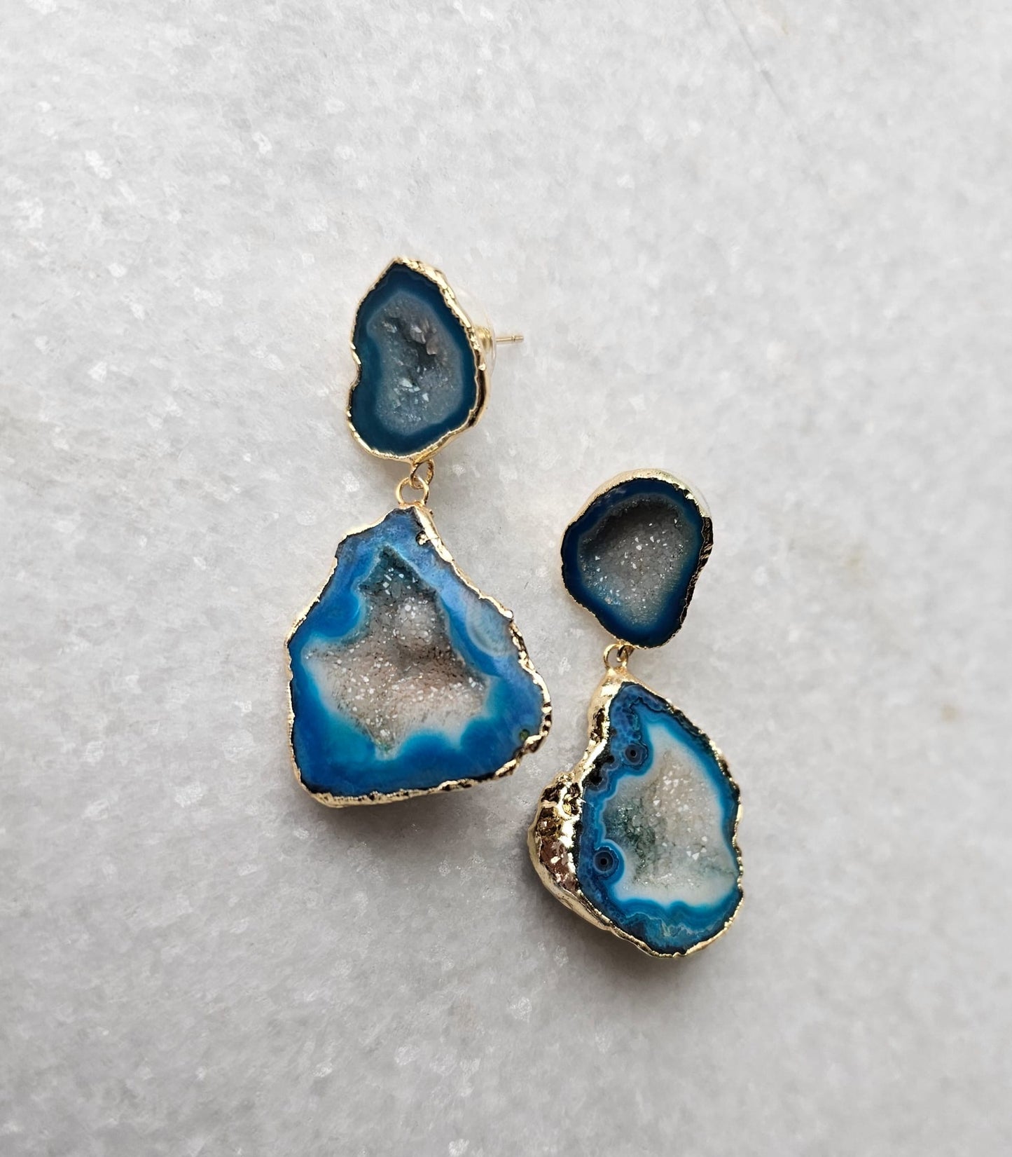 Blue Fin Geode Earrings