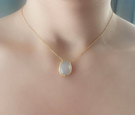 Snow Quartz Minimal Necklace