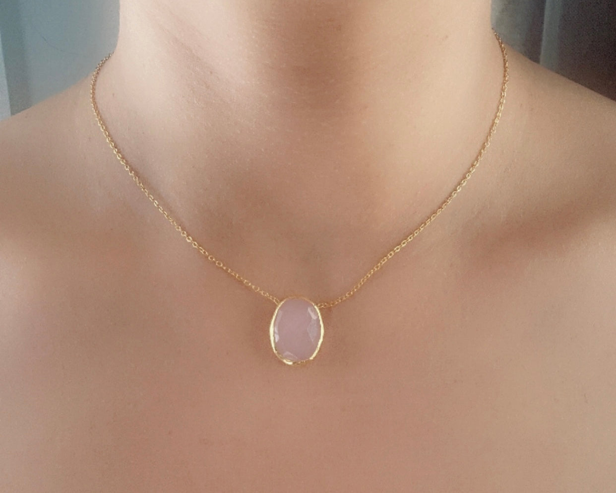 Rose Quartz Minimal Necklace