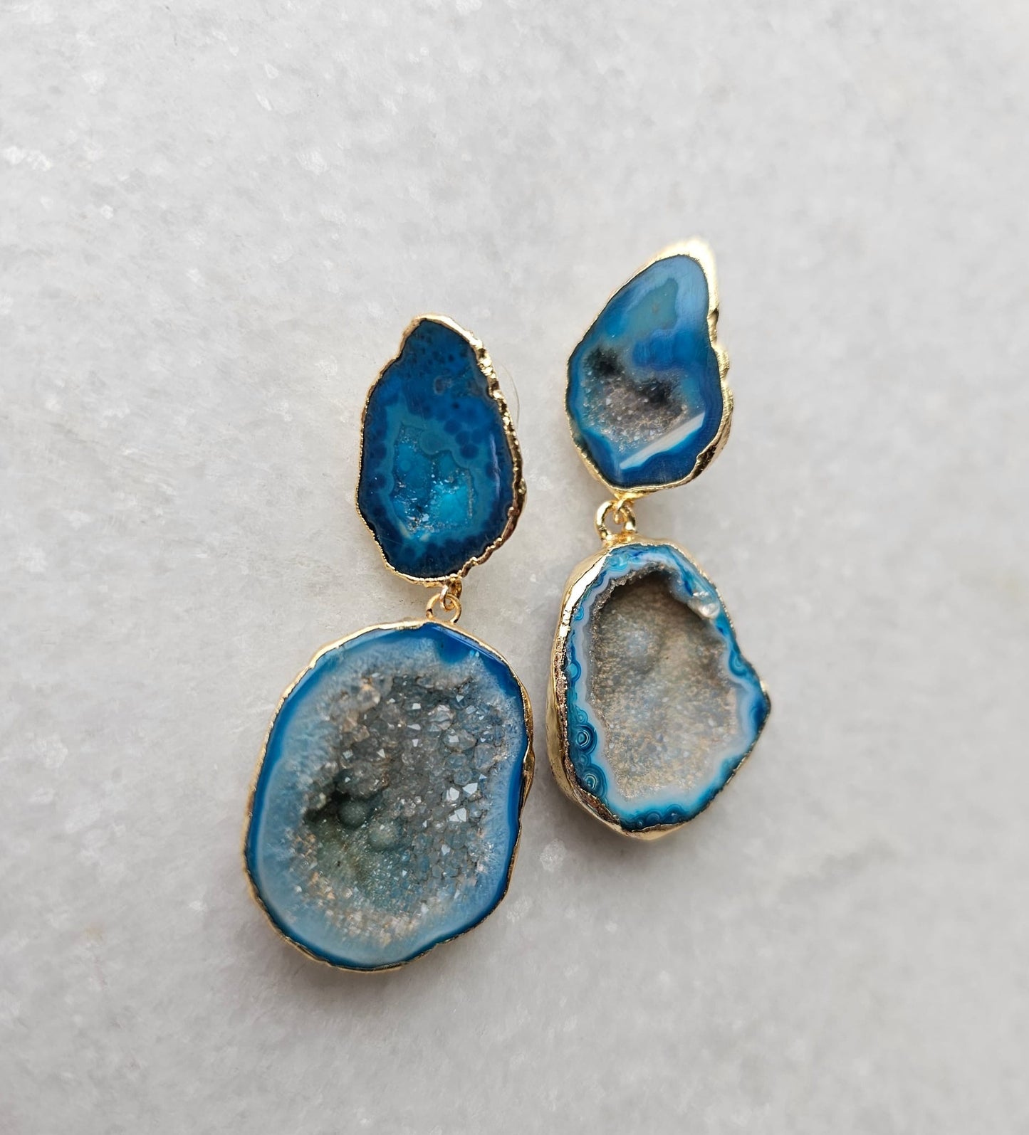 Blue Lagoon Geode Earrings
