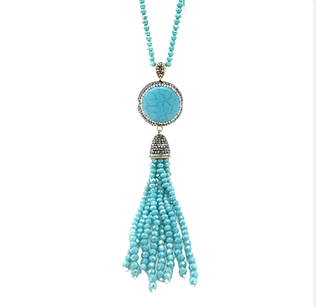 Turkish Long Turquoise Beaded Necklace
