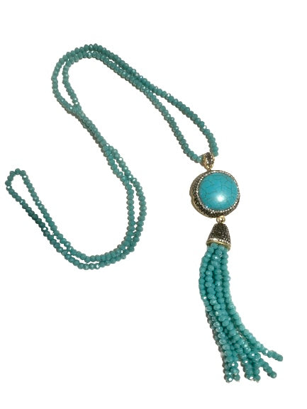 Long Turquoise Beaded Necklace