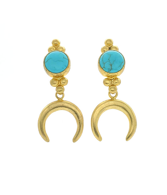 Golden Horn Turquoise Earrings