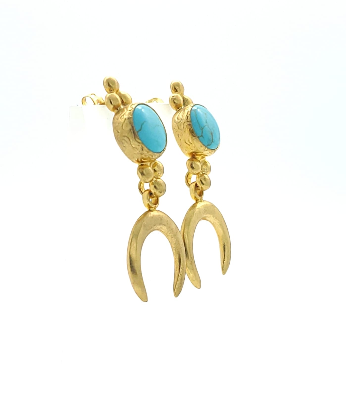 Golden Horn Turquoise Earrings